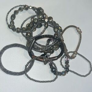 Lot of 7 vintage y2k chunky beaded bracelets mixed metal tone
